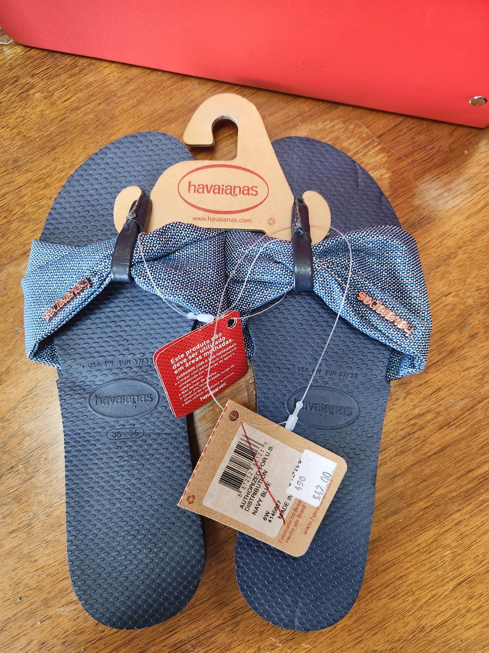 Havaianas Blue Fabric Bow Flip Flops